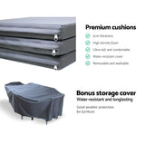 Furniture > Outdoor > Outdoor Sofas & Lounge Sets - Gardeon Outdoor Dining Set 9 Piece Wicker Lounge Setting Black - Garden Yard