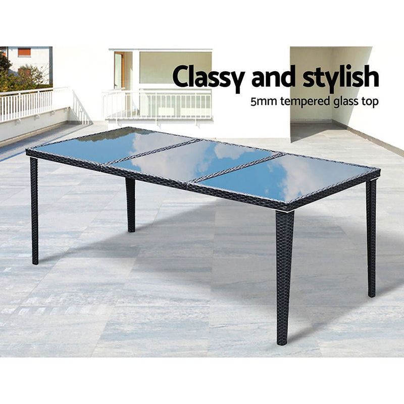 Furniture > Outdoor > Outdoor Sofas & Lounge Sets - Gardeon Outdoor Dining Set 9 Piece Wicker Lounge Setting Black - Garden Yard