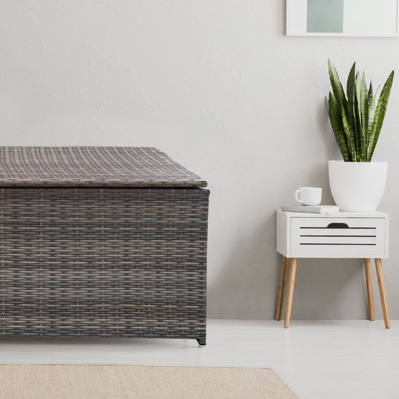 Furniture > Outdoor > Outdoor Storage Boxes - Arcadia Furniture Outdoor Rattan Storage Box Garden Toy Tools Shed UV Resistant - Oatmeal - Garden Yard
