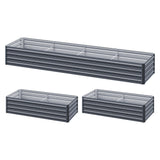 Galvanised raised garden bed 2 pack set measuring 320cm x 80cm x 45cm in grey