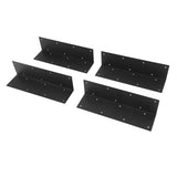 Close-up of counterbore screw holes on steel corner bracket