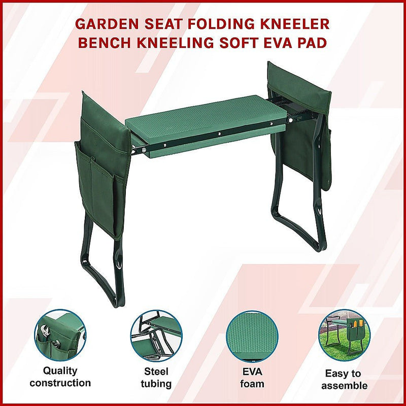  - Garden Seat Folding Kneeler Bench Kneeling Soft Eva Pad - Garden Yard