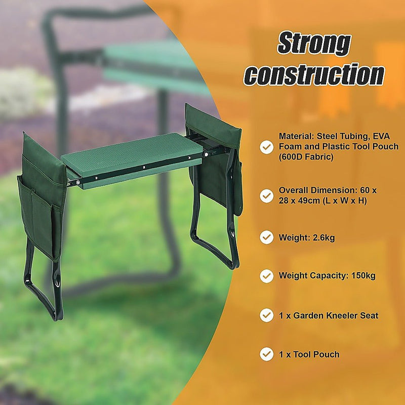  - Garden Seat Folding Kneeler Bench Kneeling Soft Eva Pad - Garden Yard