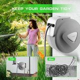  - Garden Spray Gun Auto Rewind Wall Water Hose Mount Hose Reel 30M Retractable - Garden Yard