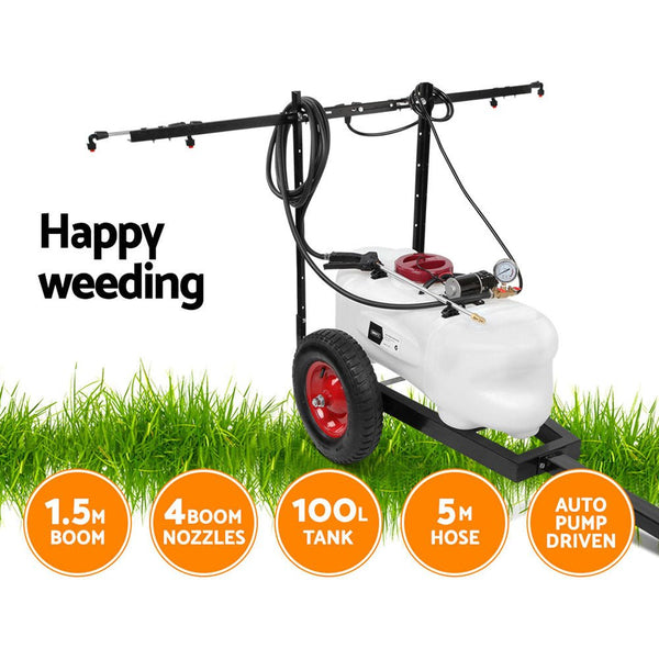  - Giantz Weed Sprayer 100L Trailer 1.5M Boom Garden Spray - Garden Yard