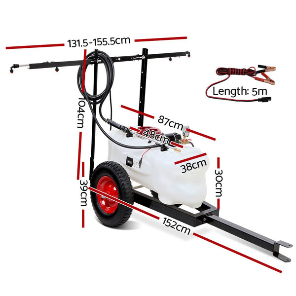  - Giantz Weed Sprayer 60L Trailer 1.5M Boom Garden Spray - Garden Yard