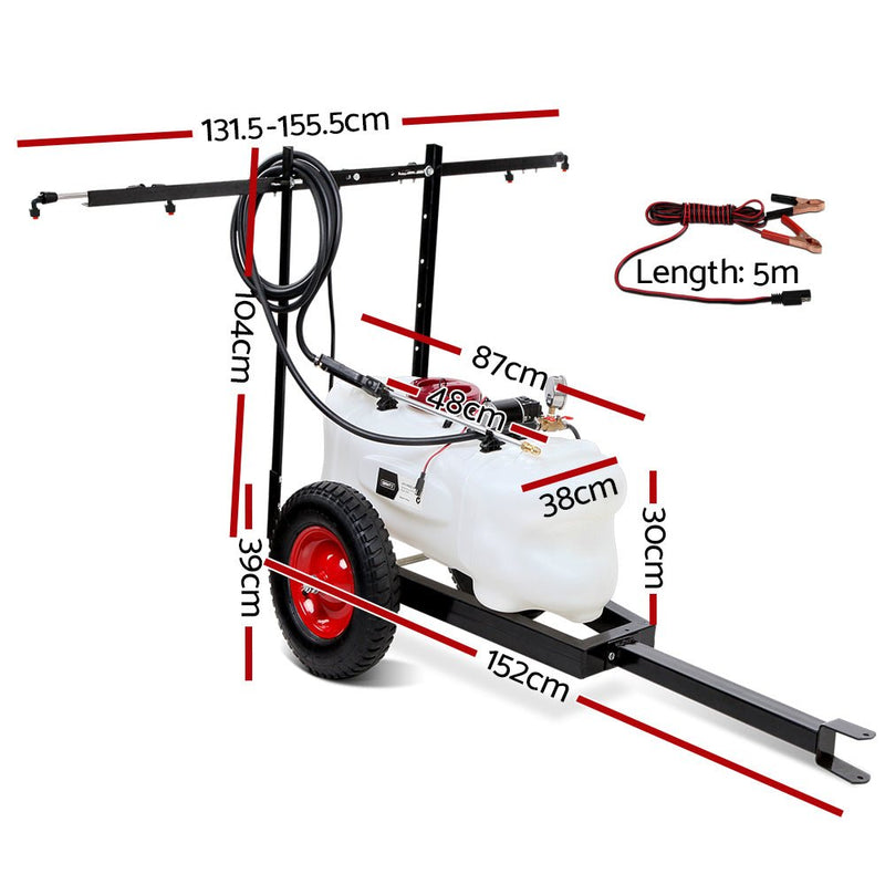  - Giantz Weed Sprayer 60L Trailer 1.5M Boom Garden Spray - Garden Yard