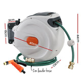  - Greenfingers Retractable Hose Reel 30M Garden Water Brass Spray Gun Auto Rewind - Garden Yard