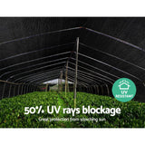3.66m wide black shade cloth draped over greenhouse structure for temperature control