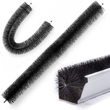 A pack of 12 black 110mm heavy duty cylindrical gutter guard brushes with galvanised steel wire cores.