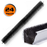 A commercial bulk 24-pack box of black 110mm cylindrical gutter guard brushes.