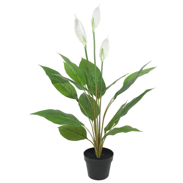 Home & Garden > Artificial Plants > Artifical Flowers & Plants - Artificial Flowering White Peace Lily / Calla Lily 95cm - Garden Yard