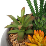 Home & Garden > Artificial Plants > Artifical Flowers & Plants - Potted Artificial Succulents with Round Decorative Bowl 19cm - Garden Yard