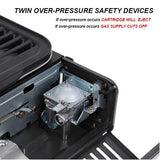 Home & Garden > BBQ > BBQ Tools - Portable Gas BBQ Stove with PRO Grill Plate Outdoor Barbecue Cooking Burner Kit Butane Camping - Garden Yard