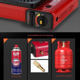 Home & Garden > BBQ > BBQ Tools - Portable Gas Stove Burner Butane BBQ Camping Gas Cooker With Non Stick Plate Red without Fish Pan and Lid - Garden Yard