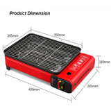 Home & Garden > BBQ > BBQ Tools - Portable Gas Stove Burner Butane BBQ Camping Gas Cooker With Non Stick Plate Red without Fish Pan and Lid - Garden Yard