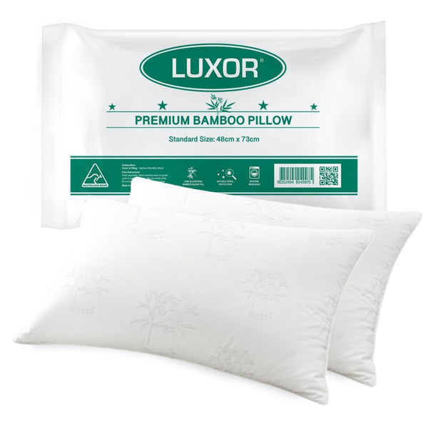 Home & Garden > Bedding > Pillows - Luxor Australian Made Bamboo Cooling Pillow Standard Size Twin Pack - Garden Yard