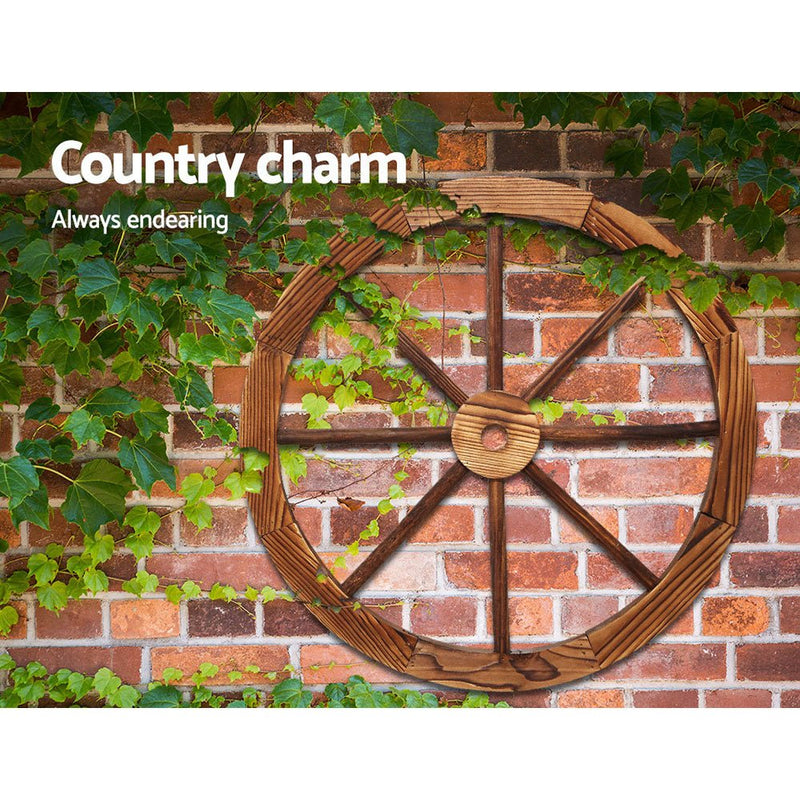 Home & Garden > Decor > Garden Ornaments - Gardeon Garden Decor Outdoor Ornament Wooden Wagon Wheel - Garden Yard