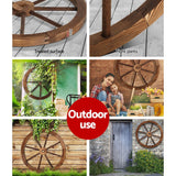 Home & Garden > Decor > Garden Ornaments - Gardeon Garden Decor Outdoor Ornament Wooden Wagon Wheel - Garden Yard