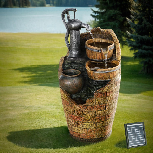 Home & Garden > Fountains > Fountain & Ponds Accessories - Gardeon Solar Fountain Water Feature Outdoor Cascading Hand Pump Design 80CM - Garden Yard