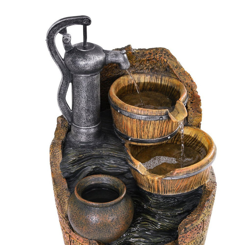 Home & Garden > Fountains > Fountain & Ponds Accessories - Gardeon Solar Fountain Water Feature Outdoor Cascading Hand Pump Design 80CM - Garden Yard