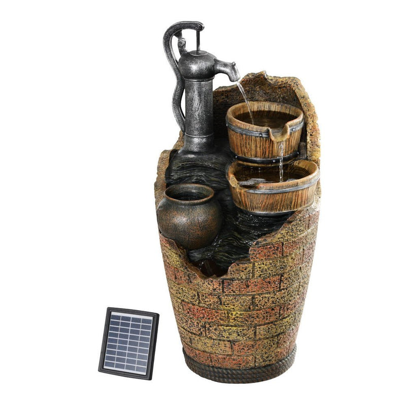 Home & Garden > Fountains > Fountain & Ponds Accessories - Gardeon Solar Fountain Water Feature Outdoor Cascading Hand Pump Design 80CM - Garden Yard