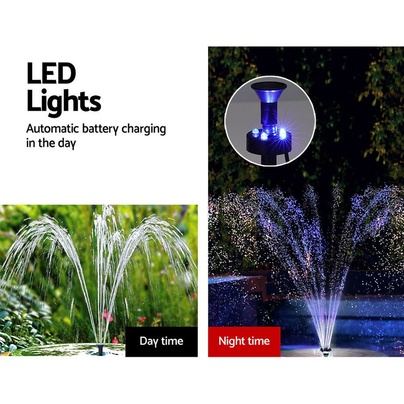 Home & Garden > Fountains > Fountain & Ponds Accessories - Gardeon Solar Pond Pump Submersible Fountain with Battery Kit LED Lights 5.2FT - Garden Yard