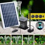 Home & Garden > Fountains > Fountain & Ponds Accessories - Gardeon Solar Pond Pump Submersible Fountain with Battery Kit LED Lights 5.2FT - Garden Yard