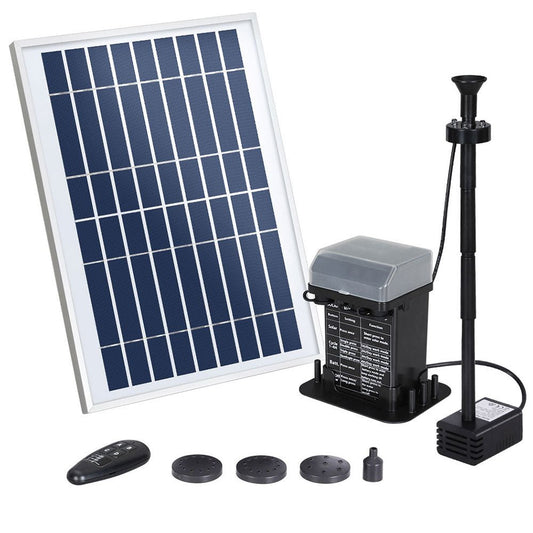 Home & Garden > Fountains > Fountain & Ponds Accessories - Gardeon Solar Pond Pump Submersible Fountain with Battery Kit LED Lights 5.2FT - Garden Yard