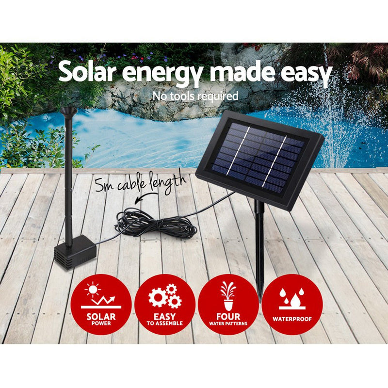 Home & Garden > Fountains > Fountain & Ponds Accessories - Gardeon Solar Pond Pump Submersible Water Fountain Kit 4FT - Garden Yard