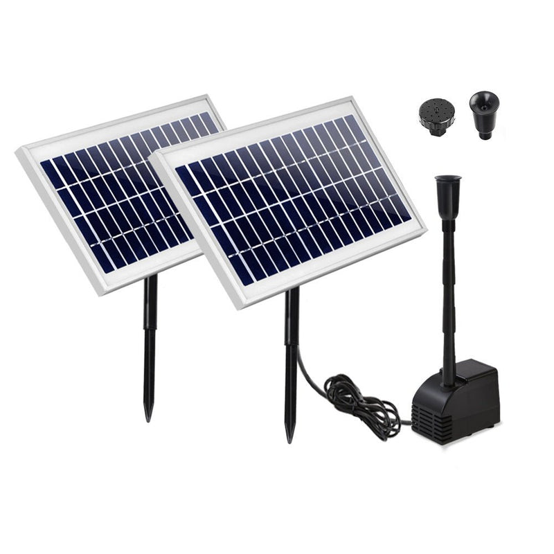 Home & Garden > Fountains > Fountain & Ponds Accessories - Gardeon Solar Pond Pump Submersible Water Fountain Kit with 2 Panels 7.2FT - Garden Yard