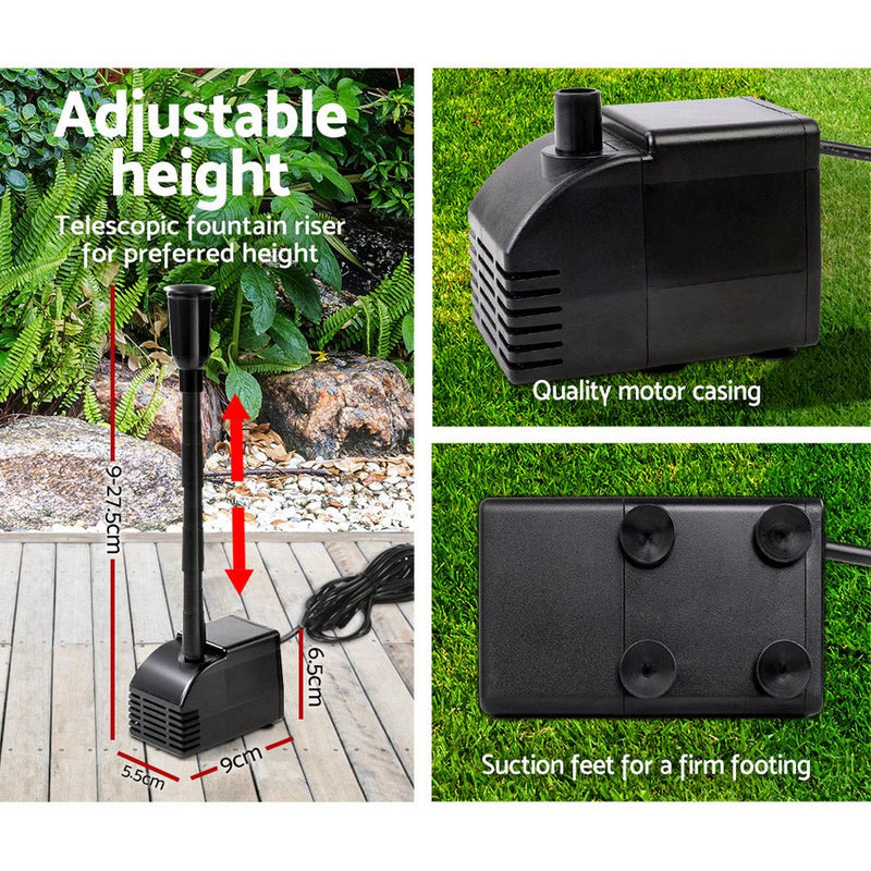 Home & Garden > Fountains > Fountain & Ponds Accessories - Gardeon Solar Pond Pump Submersible Water Fountain Kit with 2 Panels 7.2FT - Garden Yard
