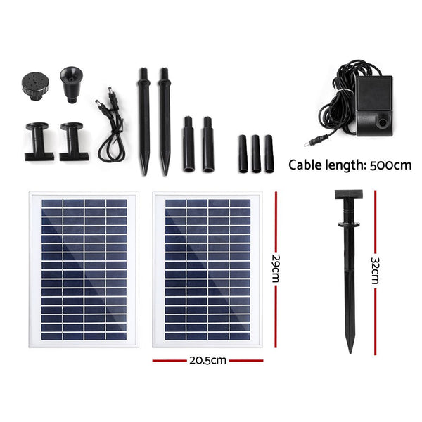 Home & Garden > Fountains > Fountain & Ponds Accessories - Gardeon Solar Pond Pump Submersible Water Fountain Kit with 2 Panels 7.2FT - Garden Yard