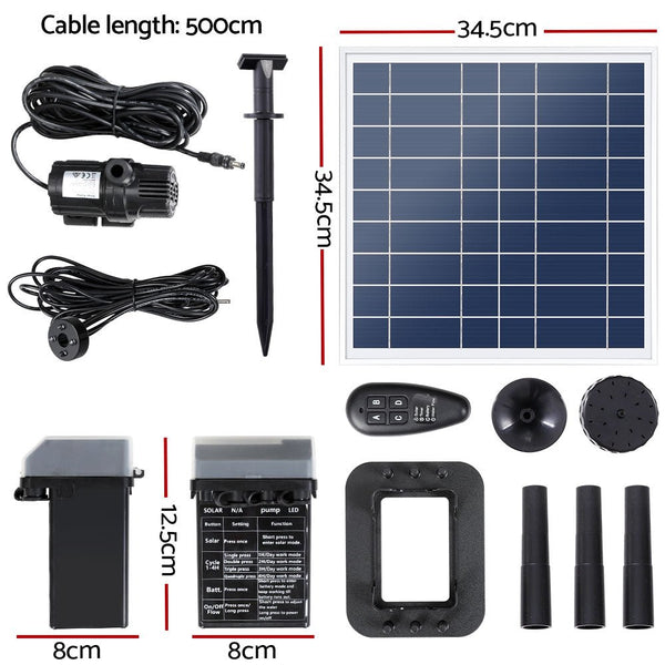 Home & Garden > Fountains > Fountain & Ponds Accessories - Gardeon Solar Pond Pump with Battery Kit LED Lights 9.8FT - Garden Yard