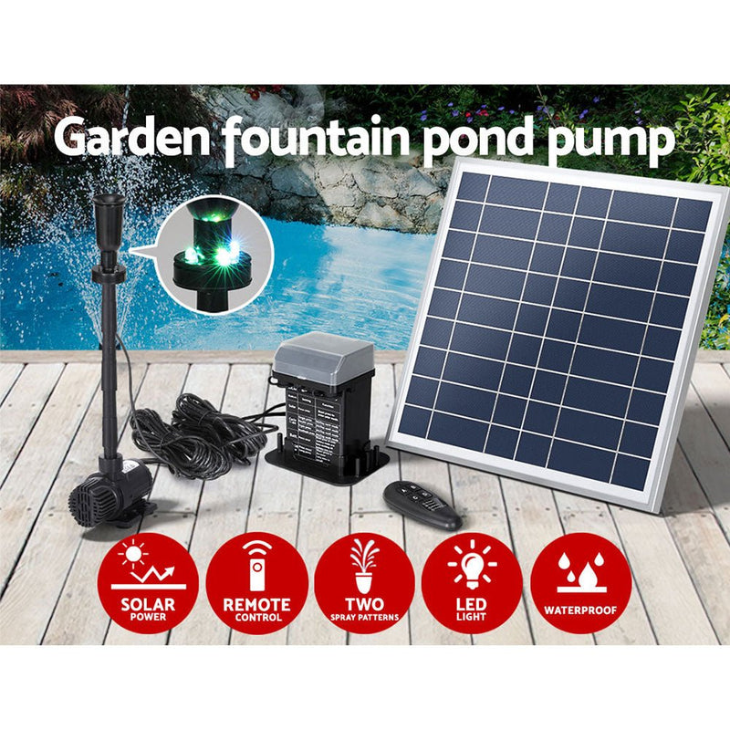 Home & Garden > Fountains > Fountain & Ponds Accessories - Gardeon Solar Pond Pump with Battery Kit LED Lights 9.8FT - Garden Yard