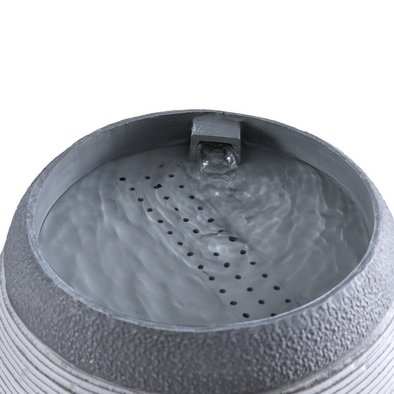 Home & Garden > Fountains > Fountains & Ponds - Gardeon Solar Fountain Water Feature Bird Bath Outdoor Garden Cascade 48CM Grey - Garden Yard