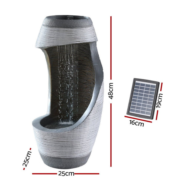 Home & Garden > Fountains > Fountains & Ponds - Gardeon Solar Fountain Water Feature Bird Bath Outdoor Garden Cascade 48CM Grey - Garden Yard