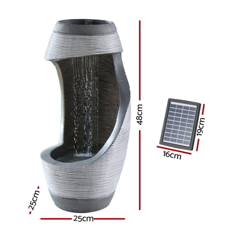Home & Garden > Fountains > Fountains & Ponds - Gardeon Solar Fountain Water Feature Bird Bath Outdoor Garden Cascade 48CM Grey - Garden Yard