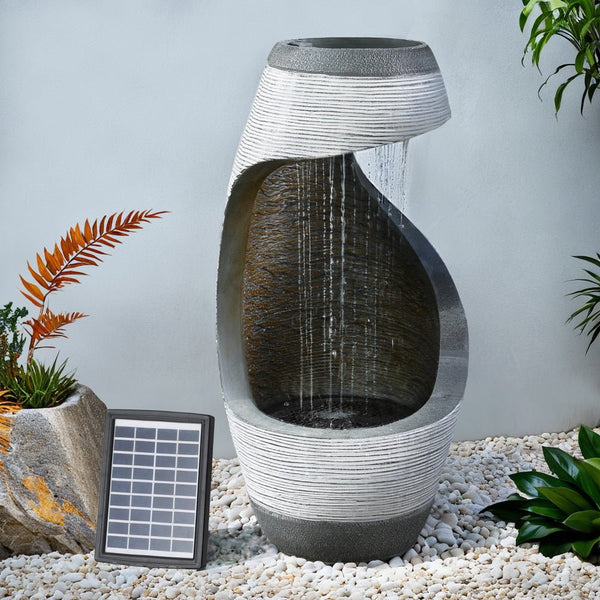 Home & Garden > Fountains > Fountains & Ponds - Gardeon Solar Fountain Water Feature Bird Bath Outdoor Garden Cascade 48CM Grey - Garden Yard