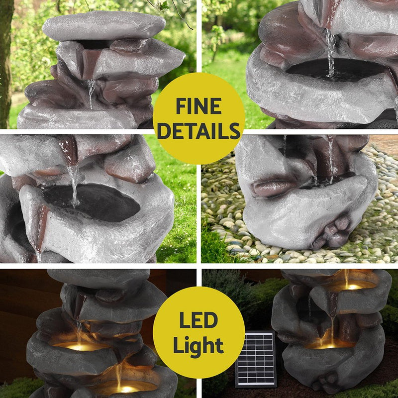 Home & Garden > Fountains > Fountains & Ponds - Gardeon Solar Fountain Water Feature Outdoor Indoor 4 - Tier Brown - Garden Yard