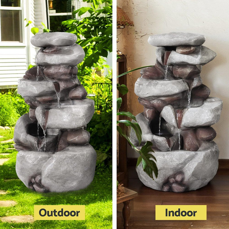 Home & Garden > Fountains > Fountains & Ponds - Gardeon Solar Fountain Water Feature Outdoor Indoor 4 - Tier Brown - Garden Yard