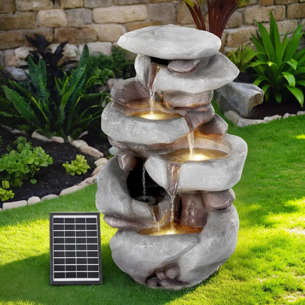 Home & Garden > Fountains > Fountains & Ponds - Gardeon Solar Fountain Water Feature Outdoor Indoor 4 - Tier Brown - Garden Yard