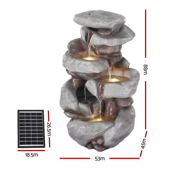 Home & Garden > Fountains > Fountains & Ponds - Gardeon Solar Fountain Water Feature Outdoor Indoor 4 - Tier Brown - Garden Yard