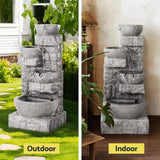 Home & Garden > Fountains > Fountains & Ponds - Gardeon Solar Fountain Water Feature Outdoor LED Lights Gray - Garden Yard
