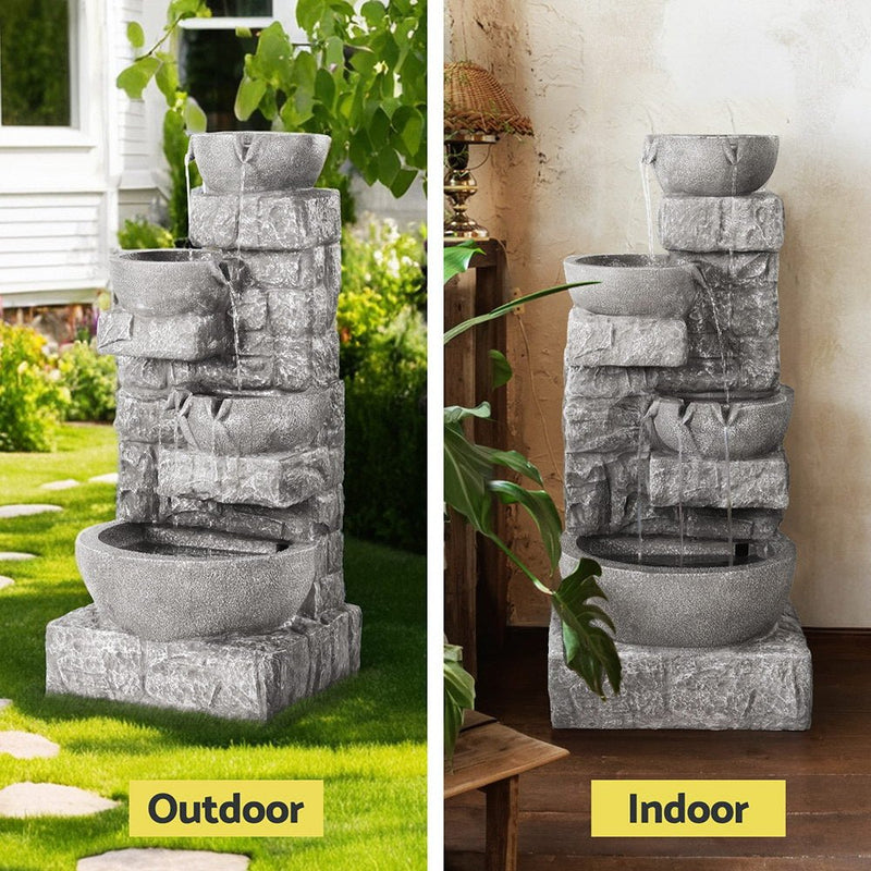 Home & Garden > Fountains > Fountains & Ponds - Gardeon Solar Fountain Water Feature Outdoor LED Lights Gray - Garden Yard