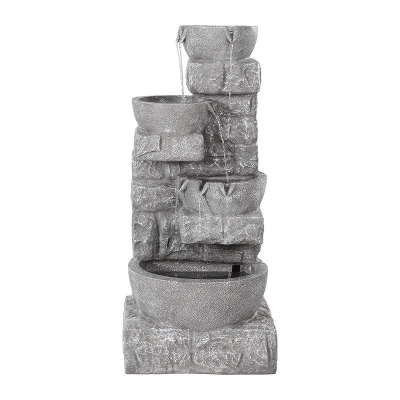 Home & Garden > Fountains > Fountains & Ponds - Gardeon Solar Fountain Water Feature Outdoor LED Lights Gray - Garden Yard