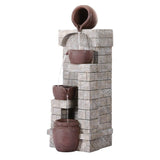 Home & Garden > Fountains > Fountains & Ponds - Gardeon Solar Fountain Water Feature Pot Outdoor Indoor 4 - Tier Cascading Brown - Garden Yard