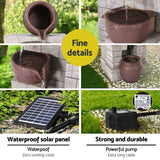 Home & Garden > Fountains > Fountains & Ponds - Gardeon Solar Fountain Water Feature Pot Outdoor Indoor 4 - Tier Cascading Brown - Garden Yard