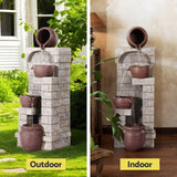 Home & Garden > Fountains > Fountains & Ponds - Gardeon Solar Fountain Water Feature Pot Outdoor Indoor 4 - Tier Cascading Brown - Garden Yard