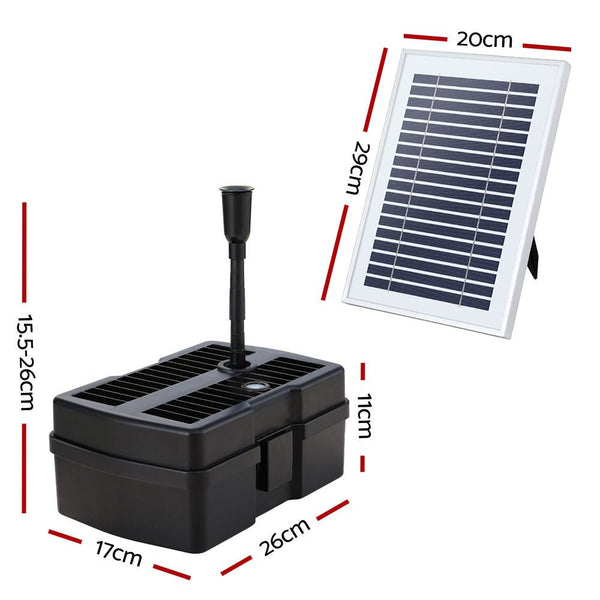Home & Garden > Fountains > Fountains & Ponds - Gardeon Solar Submersible Water Pond Fountain Pump with Filter Box 4.6FT 470L/H - Garden Yard